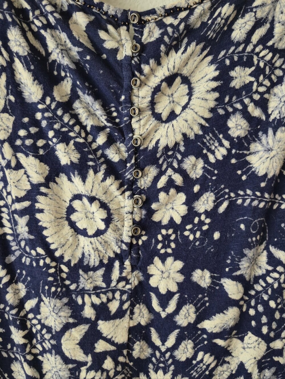Lucky Brand Blue Floral Cold-Shoulder Top - Picture 5 of 9